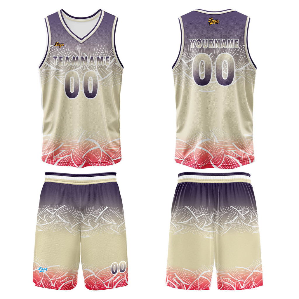 Custom Purple Flesh Color Basketball Jersey Uniform Suit Printed Your Logo Name Number enthsush
