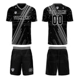 Custom Black Grey Jerseys for Men Women Personalized Soccer Uniforms for Adult and Kid