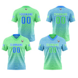 Custom Green Blue Football Jersey Personalized Gradient Football Shirts for Men Printed Team Name Number Logo