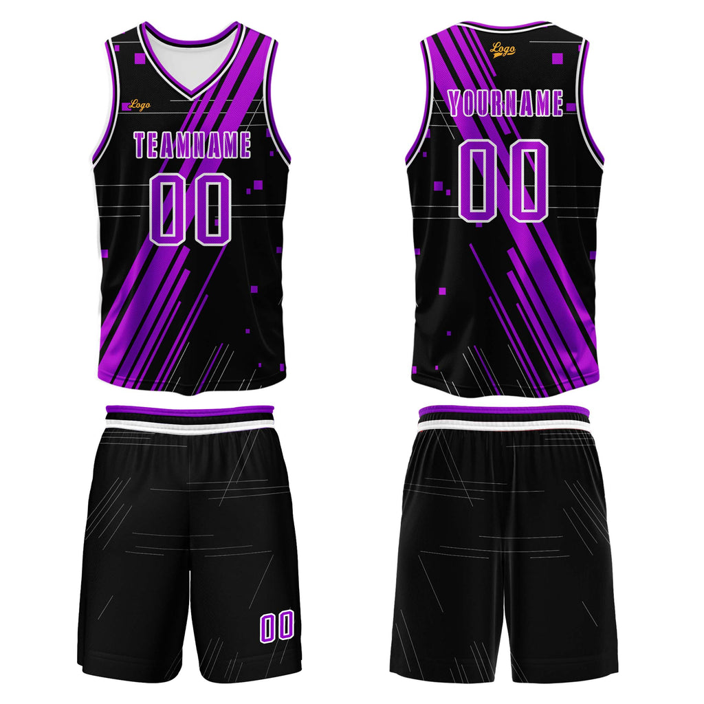 Custom Black Rose Purple Basketball Jersey Uniform Suit Printed Your Logo Name Number enthsush