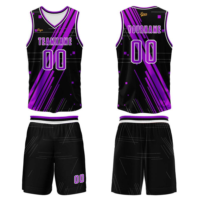 Custom Black Rose Purple Basketball Jersey Uniform Suit Printed Your Logo Name Number