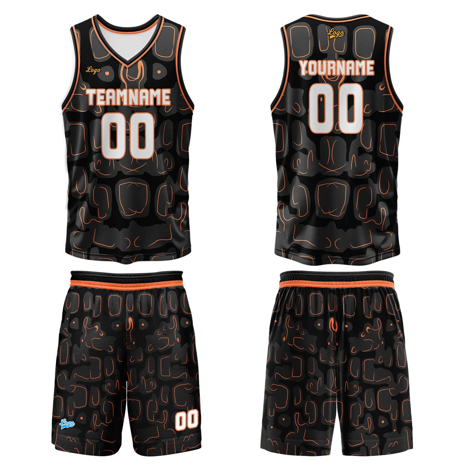 Custom Orange Basketball Jersey Uniform Suit Printed Your Logo Name Number enthsush