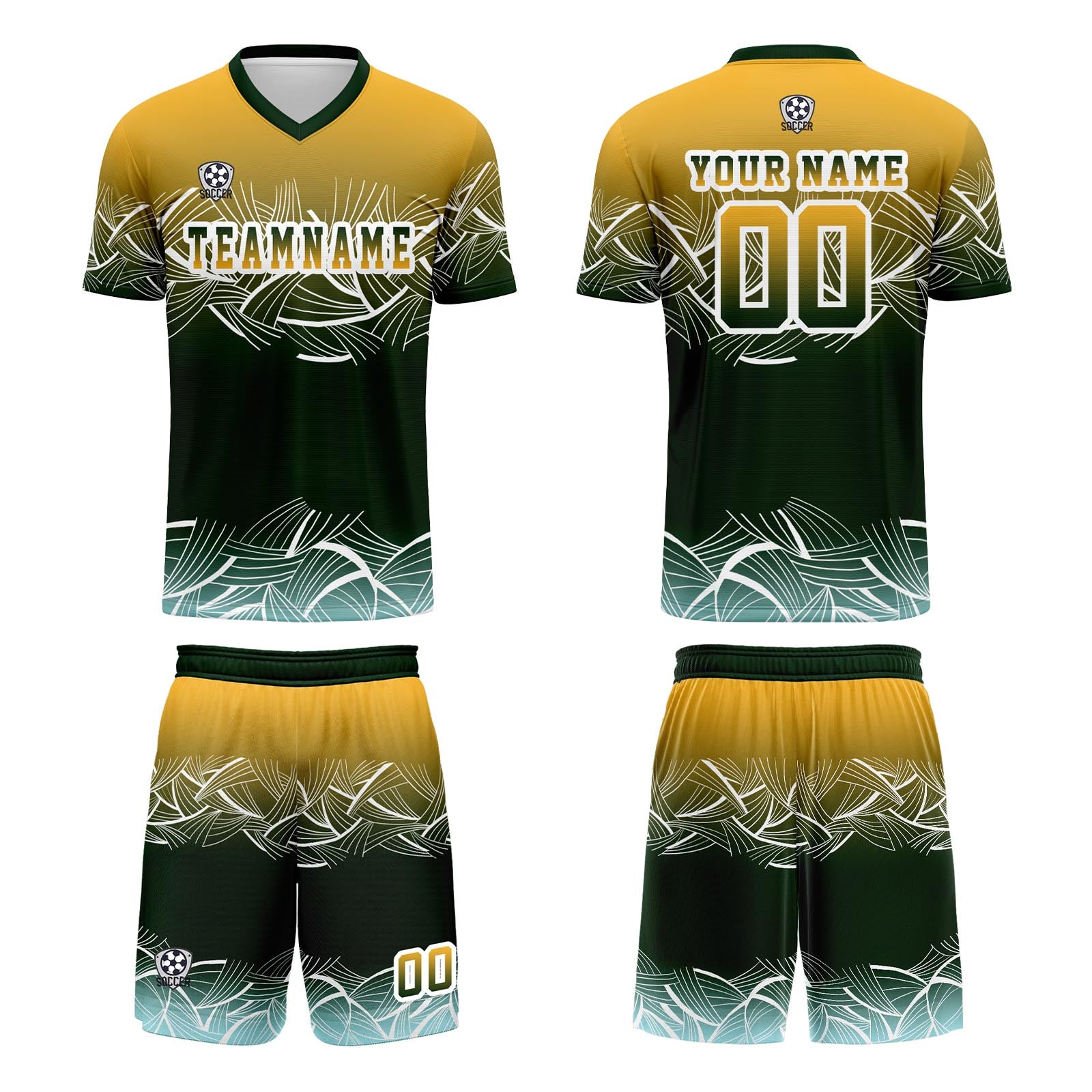 Custom Yellow Green Jerseys for Men Women Personalized Soccer Uniforms for Adult and Kid enthsush