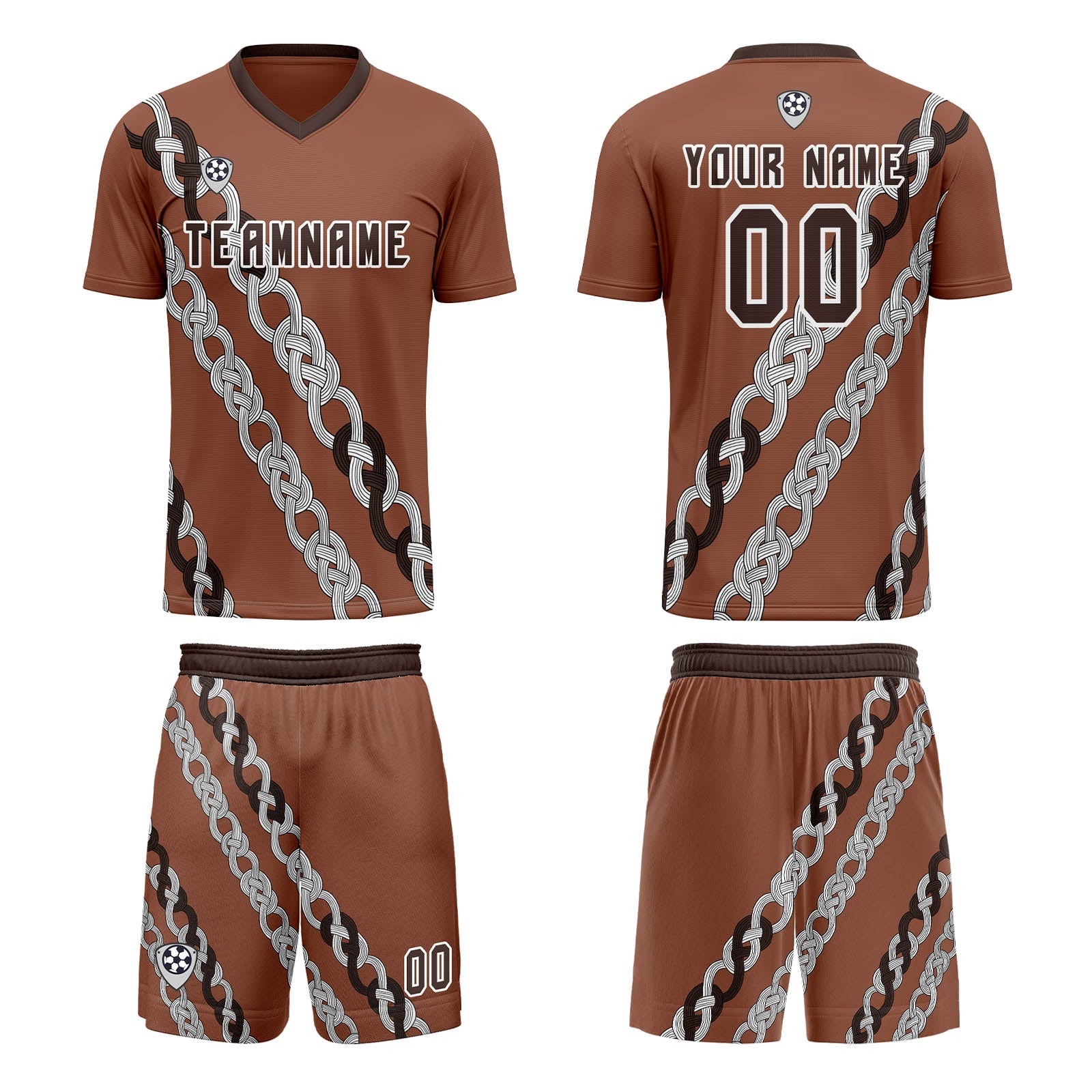 Custom Brown Soccer Jerseys for Men Women Personalized Soccer Uniforms for Adult and Kid enthsush