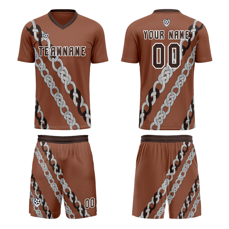 Custom Brown Soccer Jerseys for Men Women Personalized Soccer Uniforms for Adult and Kid
