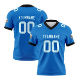 Custom Blue Cyan Football Jersey Personalized Football Shirts for Men Women  Printed Team Name Number Logo