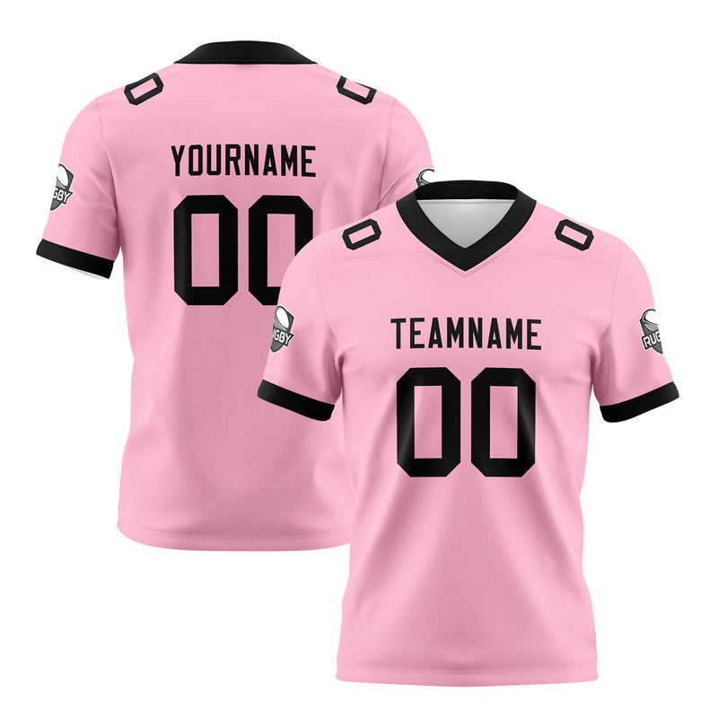Custom Pink Black Football Jersey Personalized Football Shirts for Men Women  Printed Team Name Number Logo