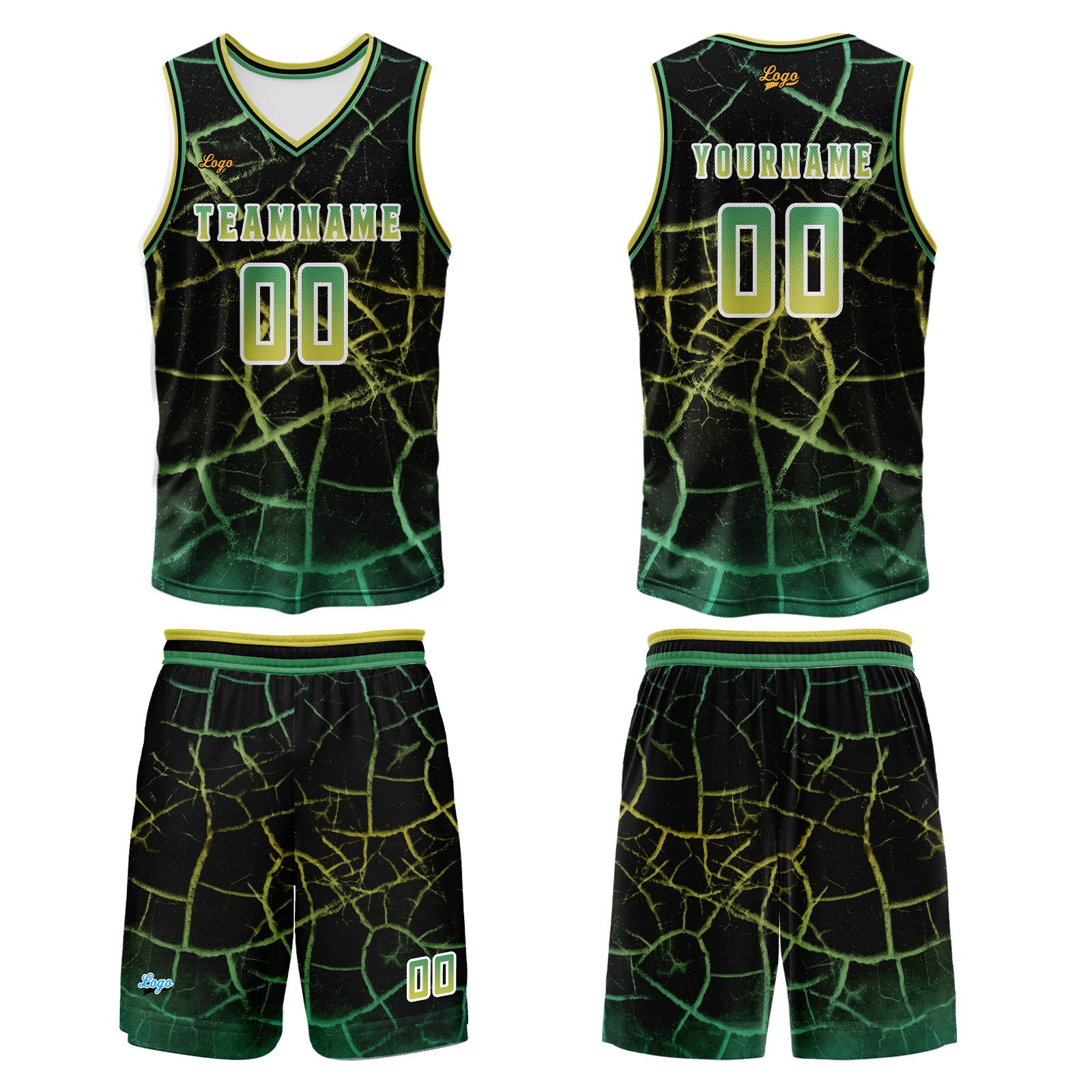 Custom Green Basketball Jersey Uniform Suit Printed Your Logo Name Number enthsush