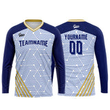 Custom Dark Blue Gold Basketball Soccer Football Shooting Long T-Shirt for Adults and Kids