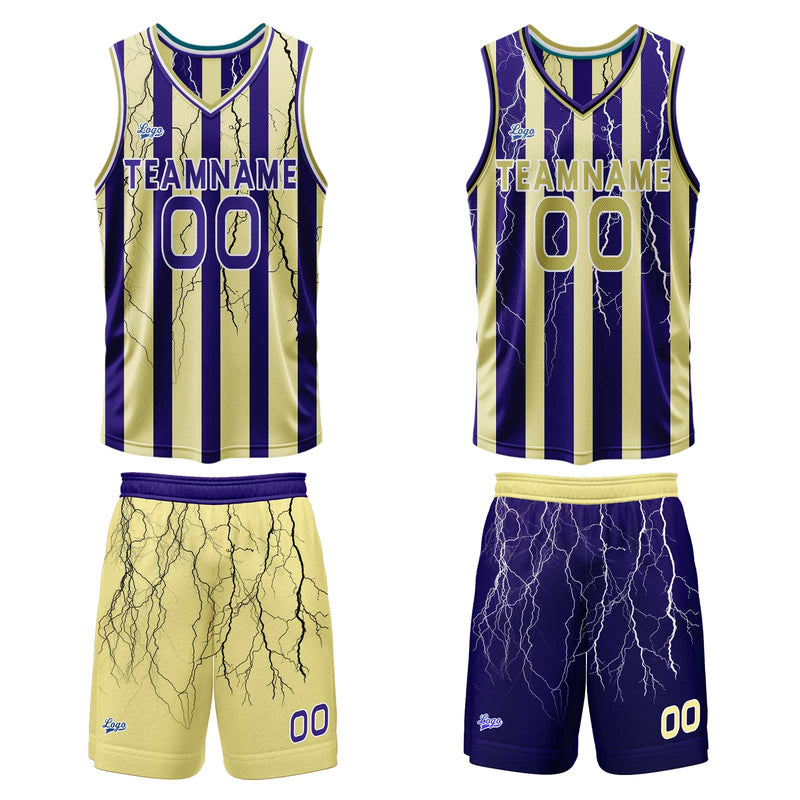 Custom Yellow Blue Reversible Basketball Suit for Adults and Kids Personalized Jersey