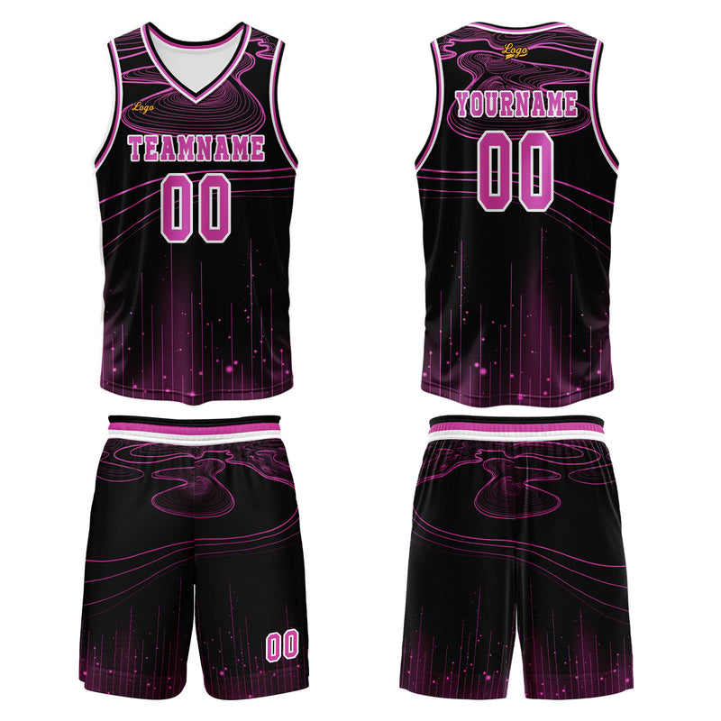 Custom Black Rose Purple Basketball Jersey Uniform Suit Printed Your Logo Name Number