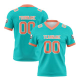 Custom Cyan Pink Football Jersey Personalized Football Shirts for Men Women  Printed Team Name Number Logo