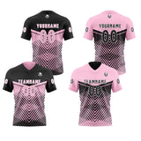 Custom Black Pink Reversible Football Jersey Personalized Gradient Football Shirts for Men Printed Team Name Number Logo