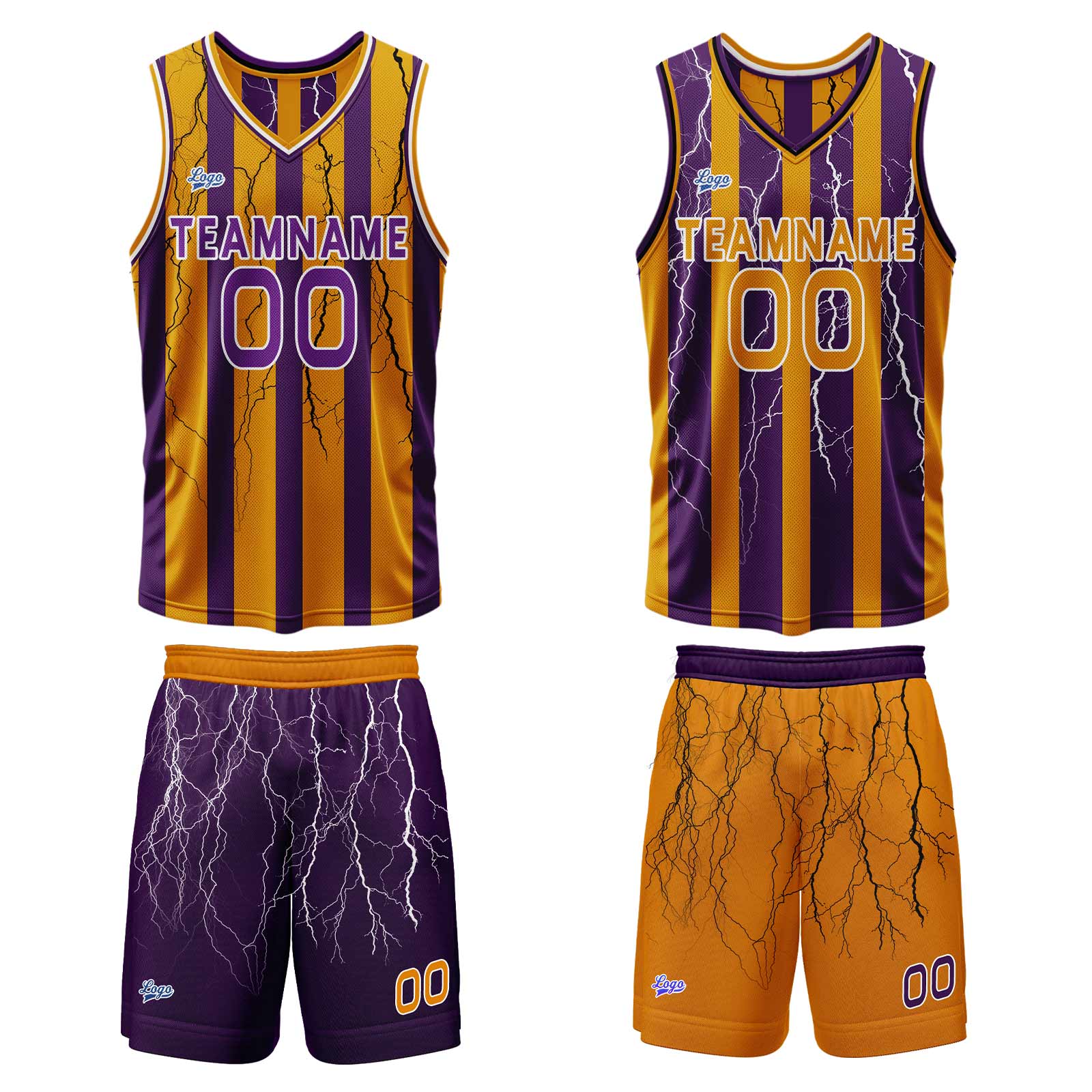 Custom Purple Orange Reversible Basketball Suit for Adults and Kids Personalized Jersey enthsush