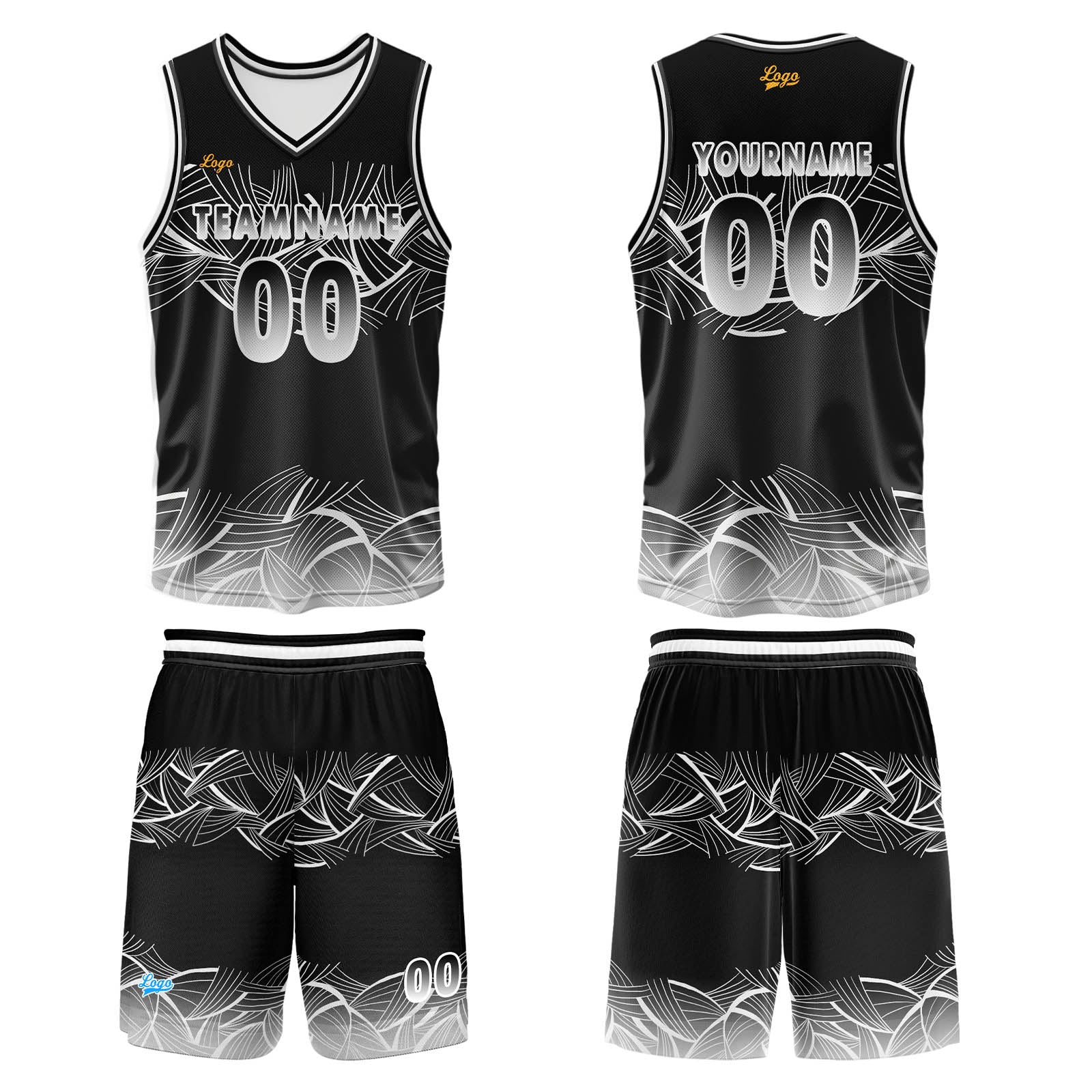 Custom Black White Basketball Jersey Uniform Suit Printed Your Logo Name Number enthsush