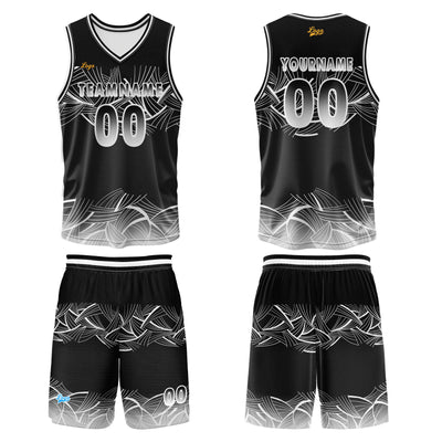 Custom Black White Basketball Jersey Uniform Suit Printed Your Logo Name Number enthsush