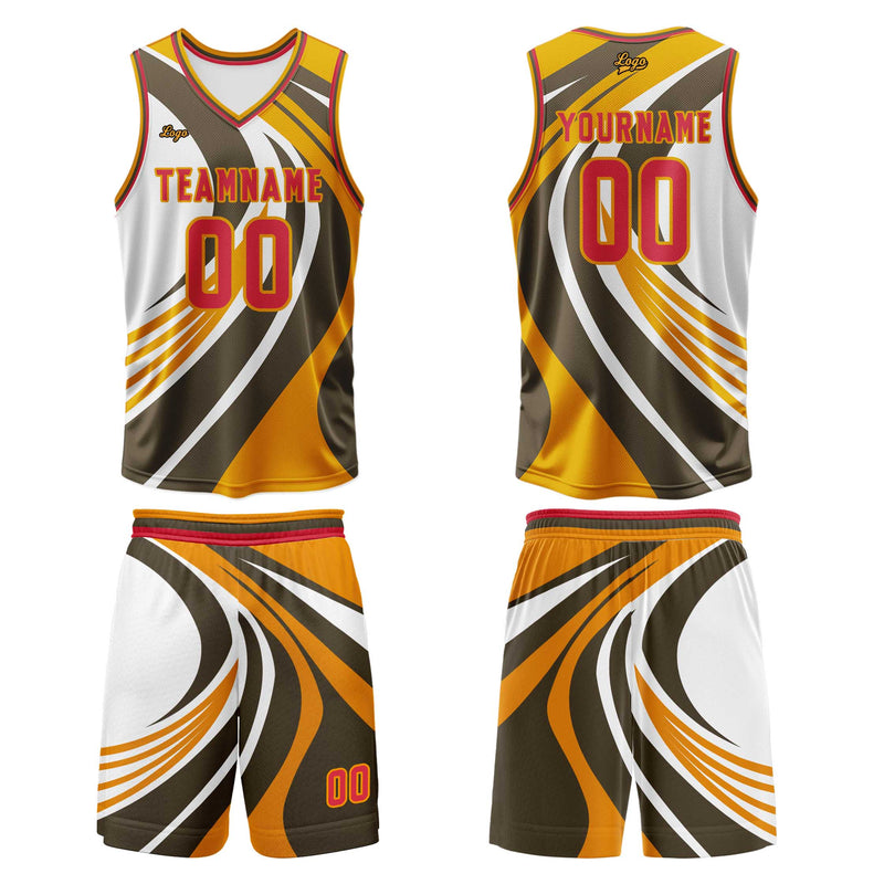 Custom Yellow Orange Basketball Jersey Uniform Suit Printed Your Logo Name Number