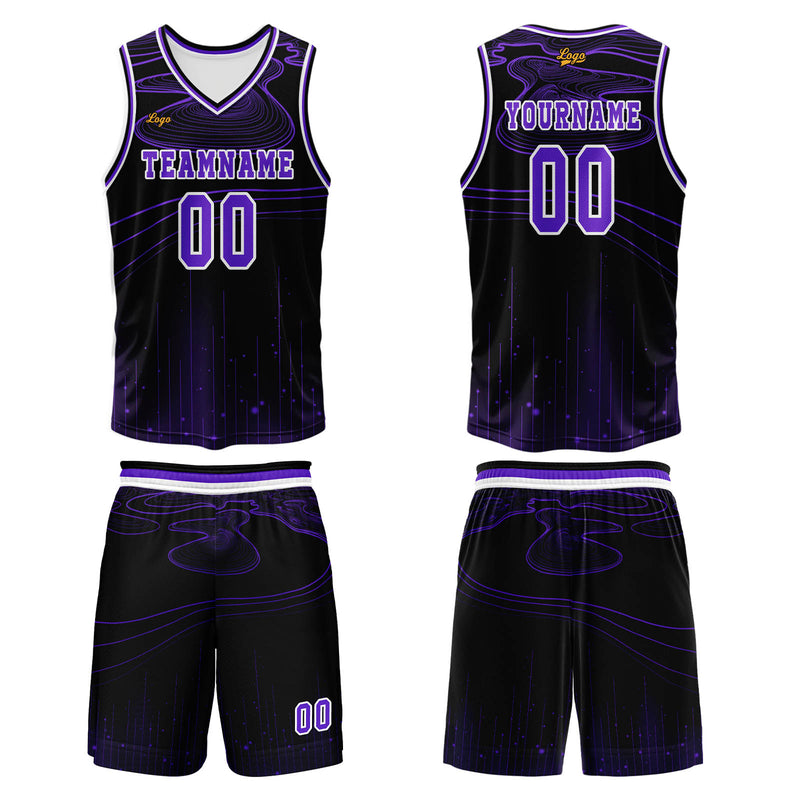Custom Purple Basketball Jersey Uniform Suit Printed Your Logo Name Number