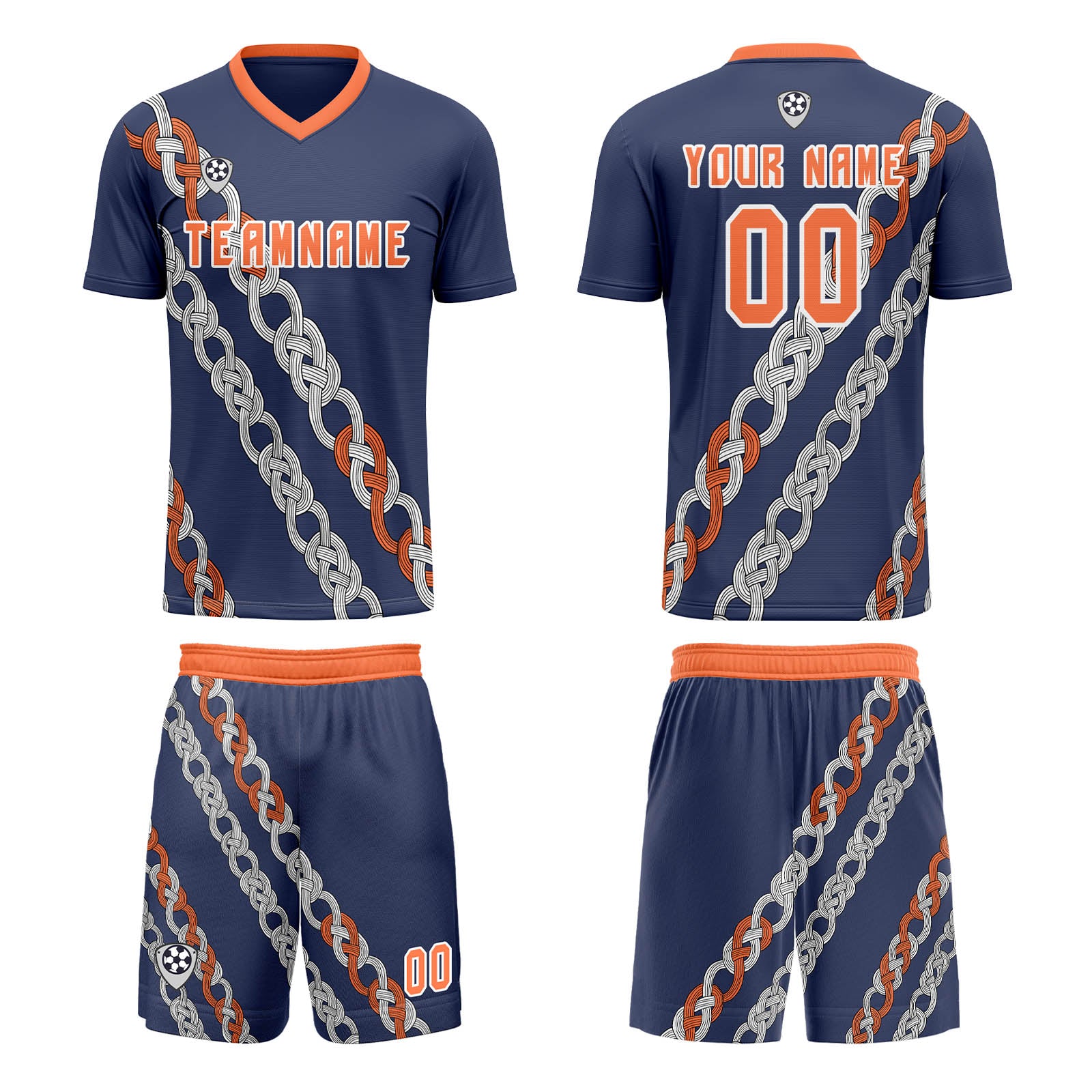 Custom Blue Orange Soccer Jerseys for Men Women Personalized Soccer Uniforms for Adult and Kid enthsush