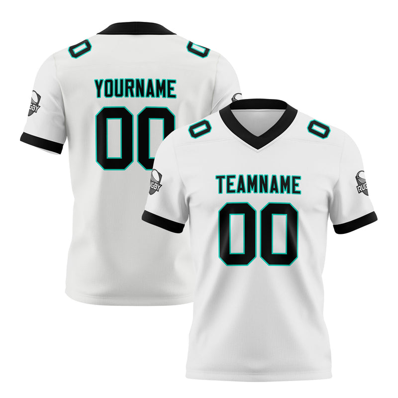 Custom White Black Football Jersey Personalized Football Shirts for Men Women  Printed Team Name Number Logo