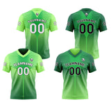 Custom Green Reversible Football Jersey Personalized Gradient Football Shirts for Men Printed Team Name Number Logo