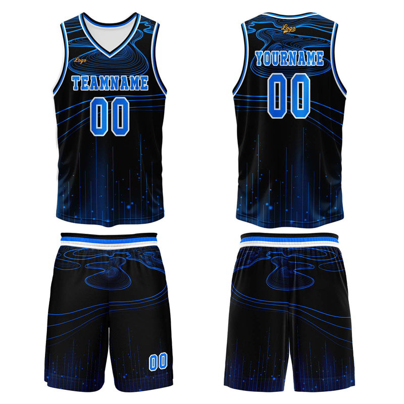 Custom Blue Basketball Jersey Uniform Suit Printed Your Logo Name Number