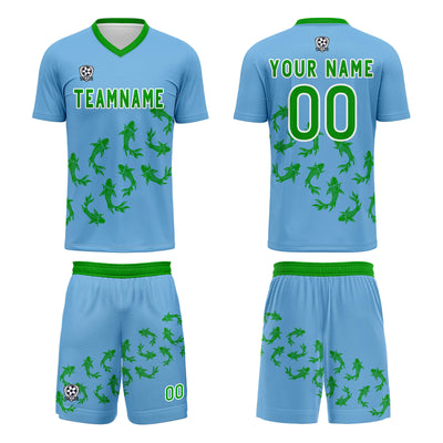 Custom Sky Blue Jerseys for Men Women Personalized Soccer Uniforms for Adult and Kid enthsush
