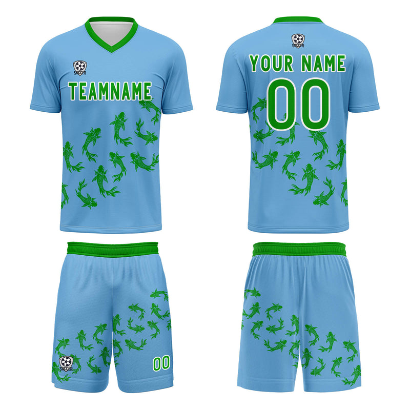Custom Sky Blue Jerseys for Men Women Personalized Soccer Uniforms for Adult and Kid