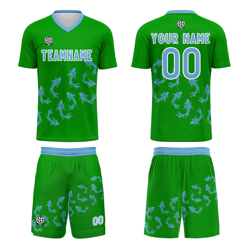 Custom Grass Green Jerseys for Men Women Personalized Soccer Uniforms for Adult and Kid