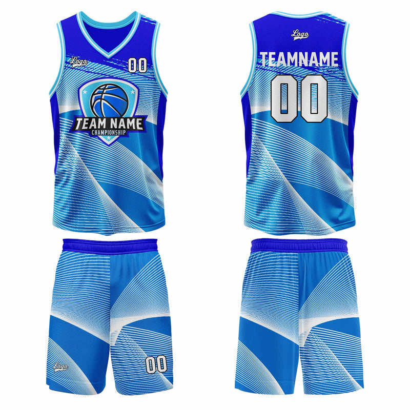 Custom Blue Basketball Jersey Uniform Suit Printed Your Logo Name Number