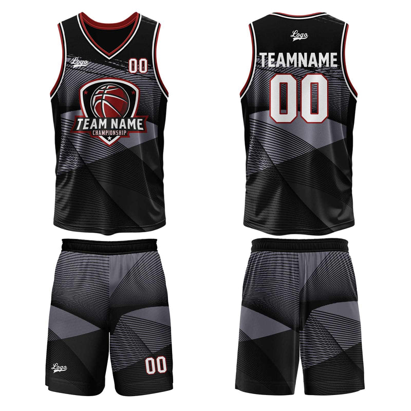 Custom Black Basketball Jersey Uniform Suit Printed Your Logo Name Number