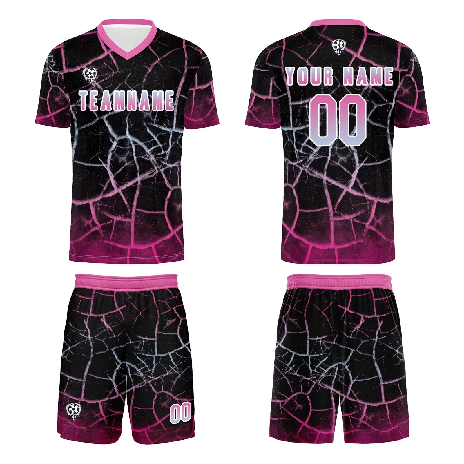 Custom Black Pink Jerseys for Men Women Personalized Soccer Uniforms for Adult and Kid enthsush