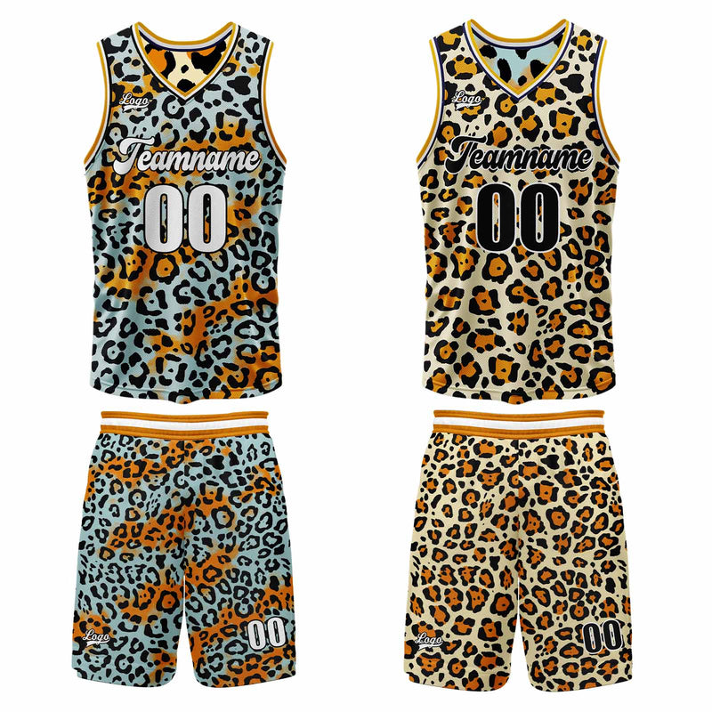 Custom Iceberg Blue Yellow Reversible Basketball Suit for Adults and Kids Personalized Jersey