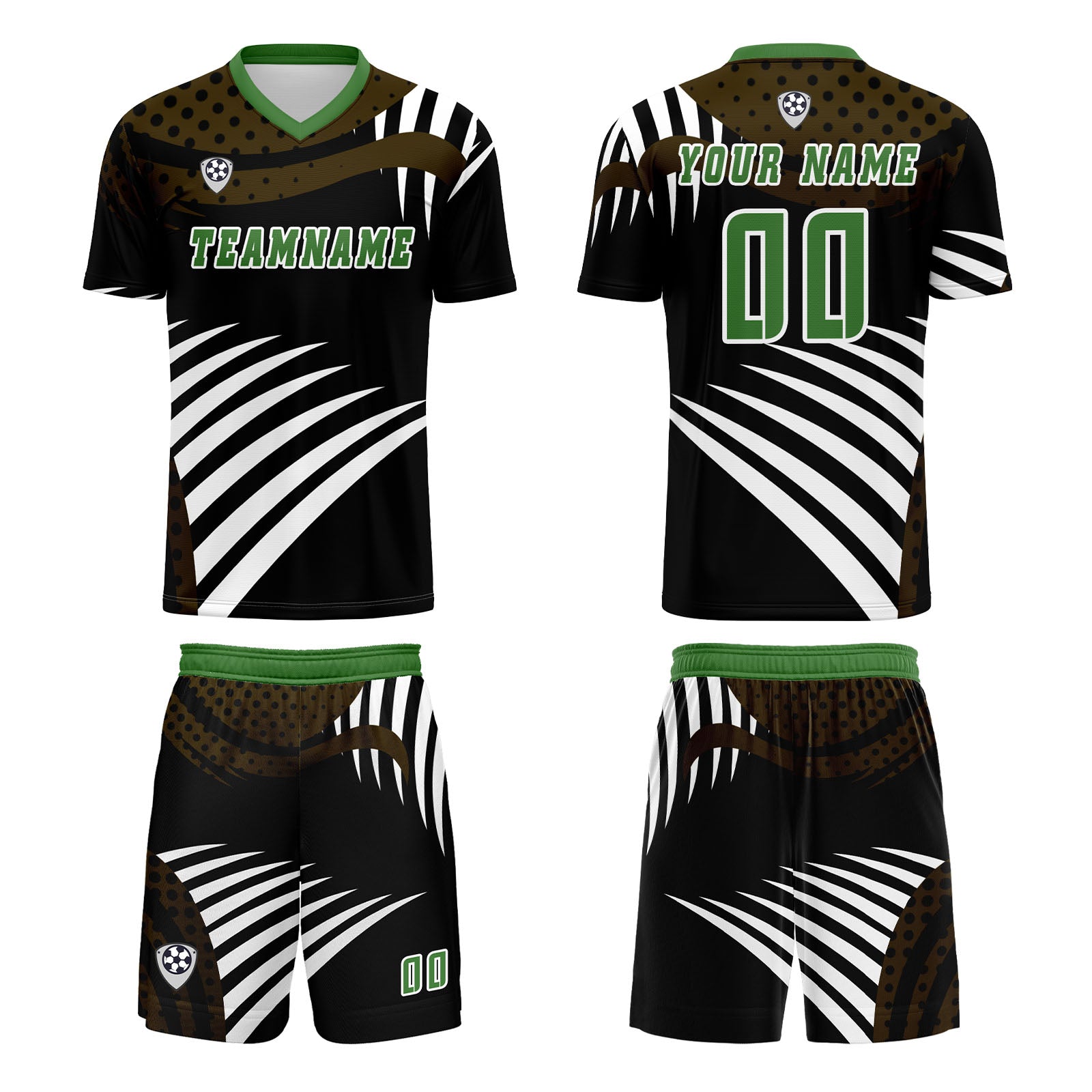 Custom Brown Green Jerseys for Men Women Personalized Soccer Uniforms for Adult and Kid enthsush