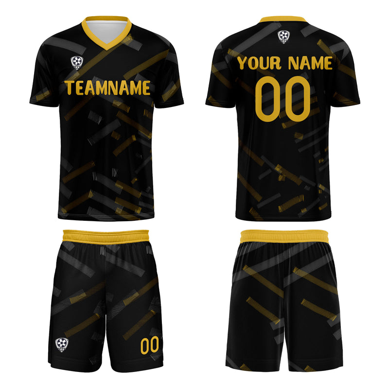 Custom Black Lemon Yellow Jerseys for Men Women Personalized Soccer Uniforms for Adult and Kid