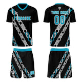 Custom Black Teal Soccer Jerseys for Men Women Personalized Soccer Uniforms for Adult and Kid
