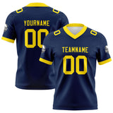 Custom Navy Yellow Football Jersey Personalized Football Shirts for Men Women  Printed Team Name Number Logo