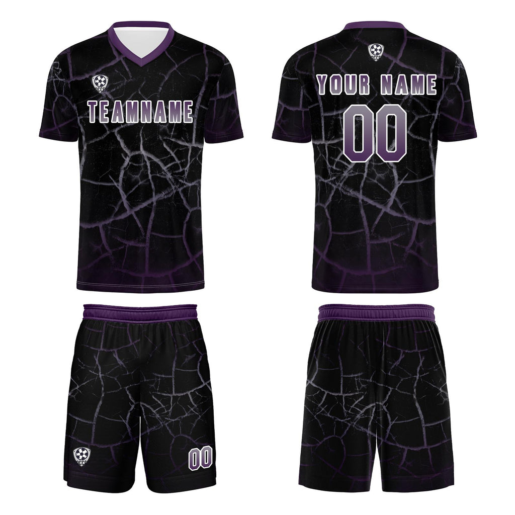 Custom Black Deep Purple Jerseys for Men Women Personalized Soccer Uniforms for Adult and Kid enthsush
