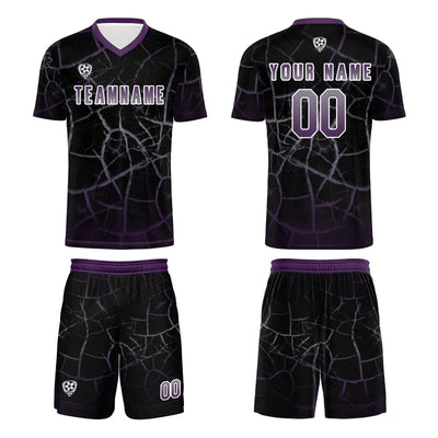 Custom Black Deep Purple Jerseys for Men Women Personalized Soccer Uniforms for Adult and Kid enthsush