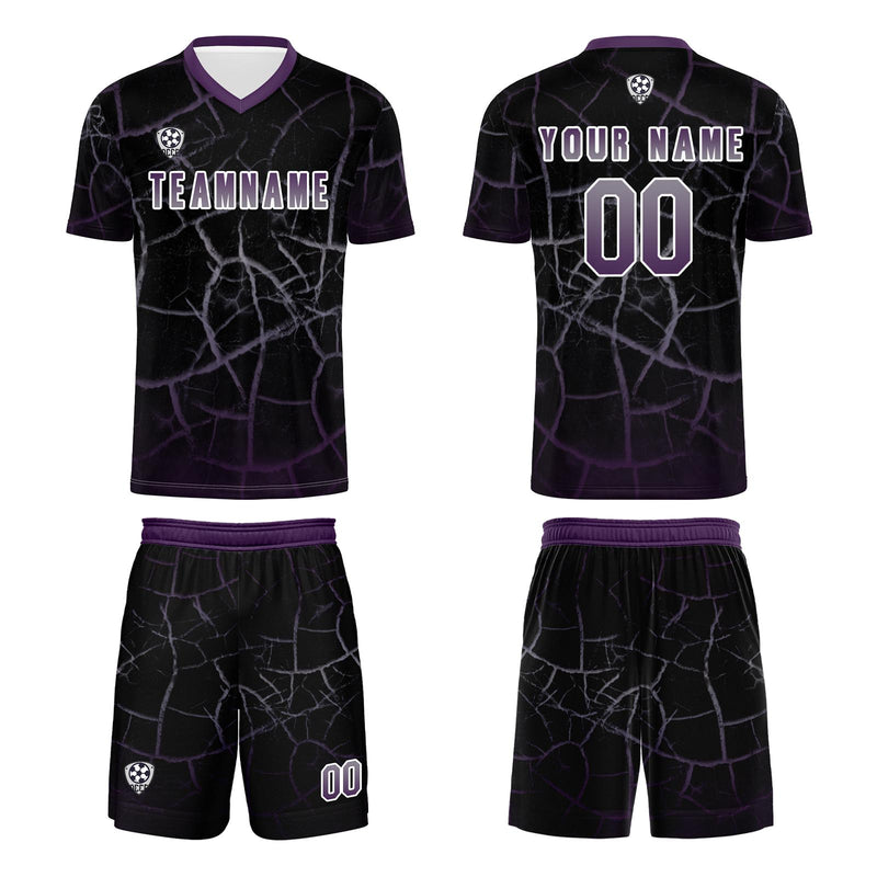 Custom Black Deep Purple Jerseys for Men Women Personalized Soccer Uniforms for Adult and Kid