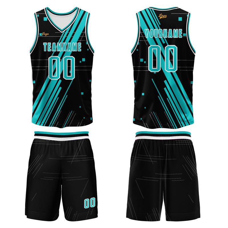 Custom Black Blue Basketball Jersey Uniform Suit Printed Your Logo Name Number