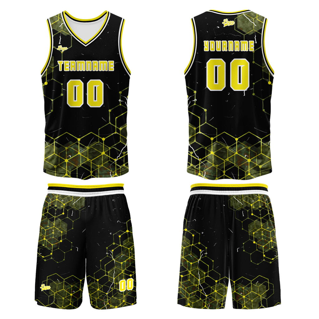 Custom Yellow Basketball Jersey Uniform Suit Printed Your Logo Name Number enthsush