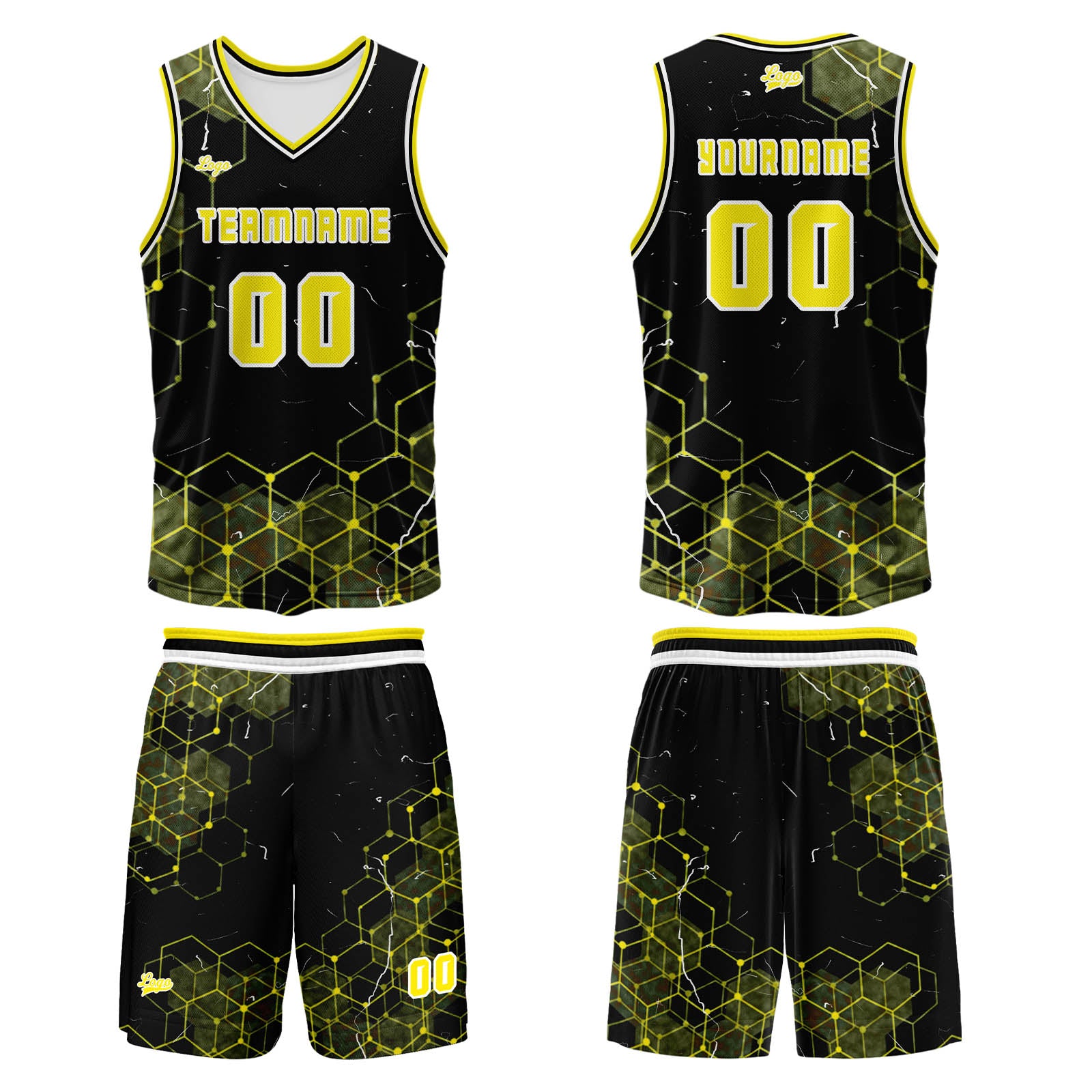 Custom Yellow Basketball Jersey Uniform Suit Printed Your Logo Name Number enthsush