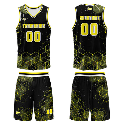 Custom Yellow Basketball Jersey Uniform Suit Printed Your Logo Name Number enthsush