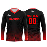 Custom Black Red Basketball Soccer Football Shooting Long T-Shirt for Adults and Kids