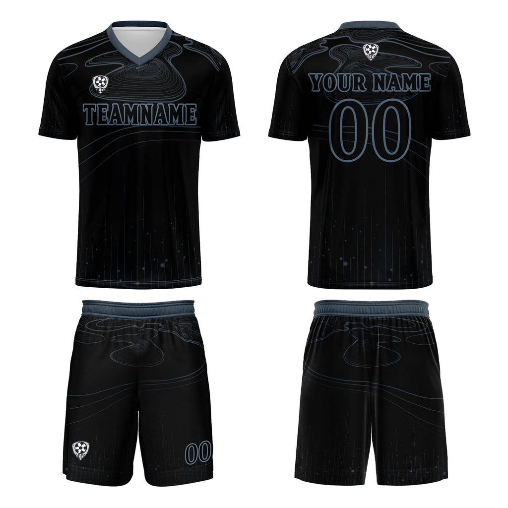 Custom Black Haze Blue Soccer Jerseys for Men Women Personalized Soccer Uniforms for Adult and Kid enthsush