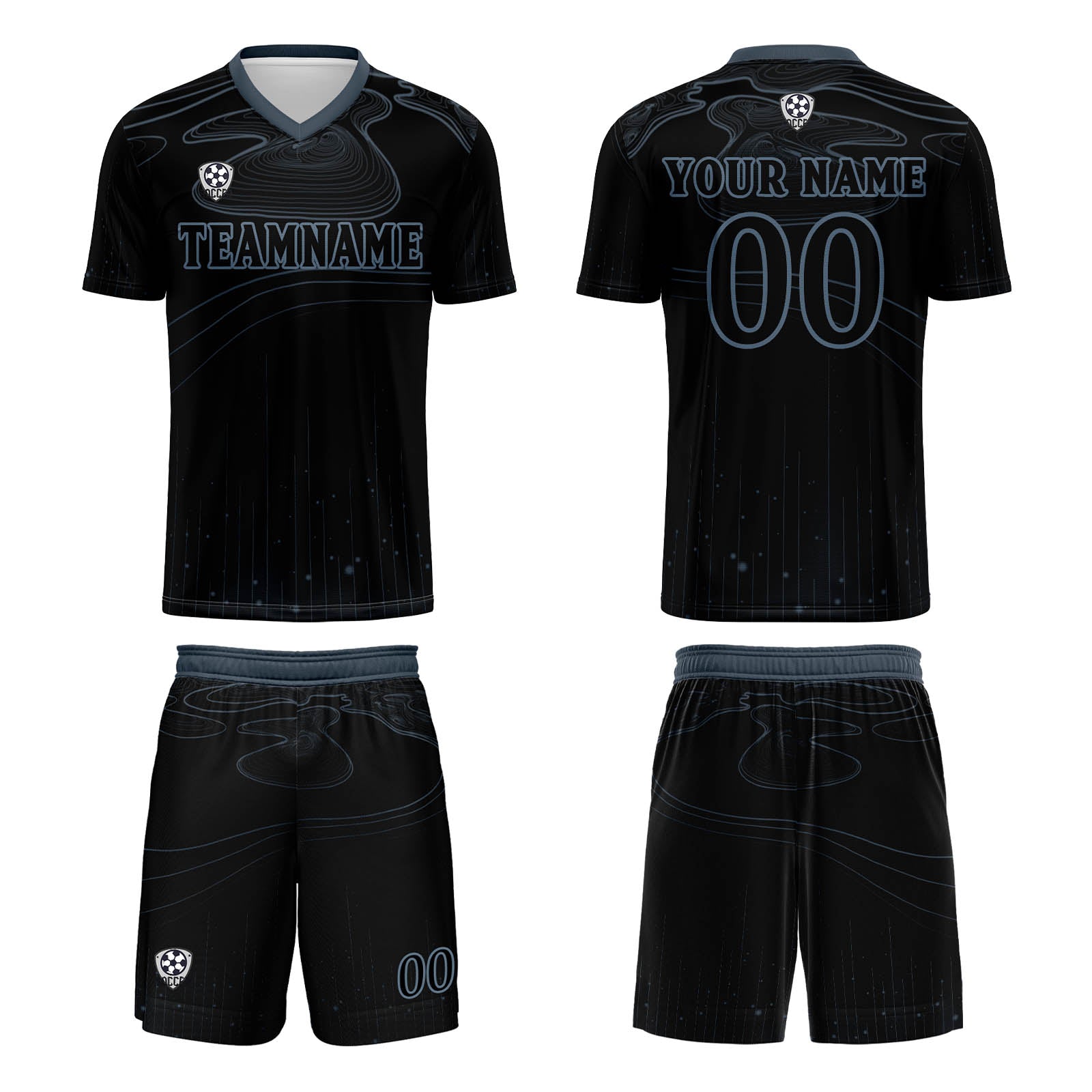 Custom Black Haze Blue Soccer Jerseys for Men Women Personalized Soccer Uniforms for Adult and Kid enthsush