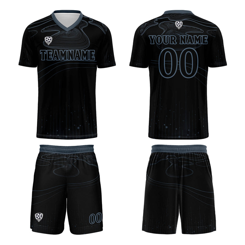 Custom Black Haze Blue Soccer Jerseys for Men Women Personalized Soccer Uniforms for Adult and Kid