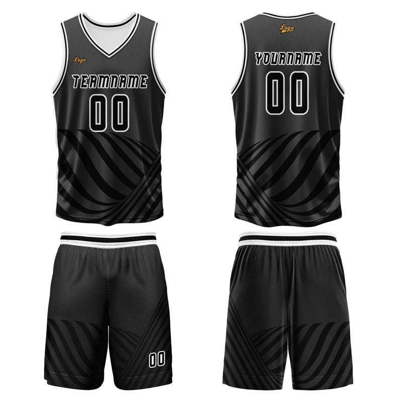 Custom Black Basketball Jersey Uniform Suit Printed Your Logo Name Number