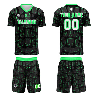 Custom Black Green Jerseys for Men Women Personalized Soccer Uniforms for Adult and Kid enthsush